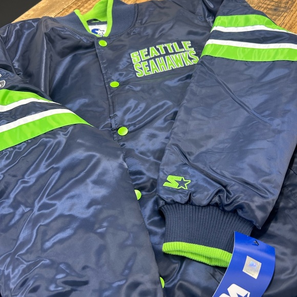 NWT! Men’s blue Seattle Seahawks Starter jacket. Size XXL! - Picture 2 of 5